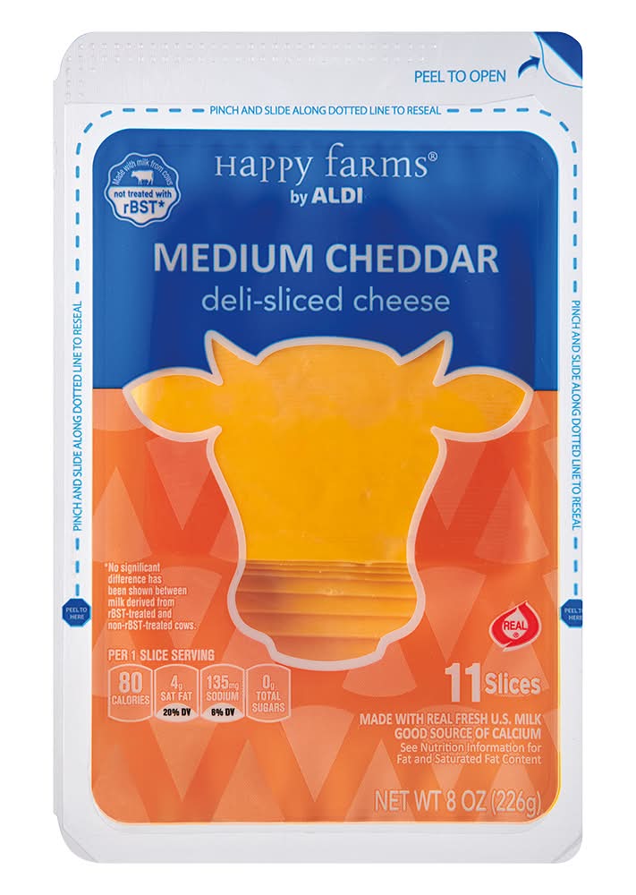 Happy Farms Medium Cheddar Deli Sliced Cheese (8 oz, 11 ct)
