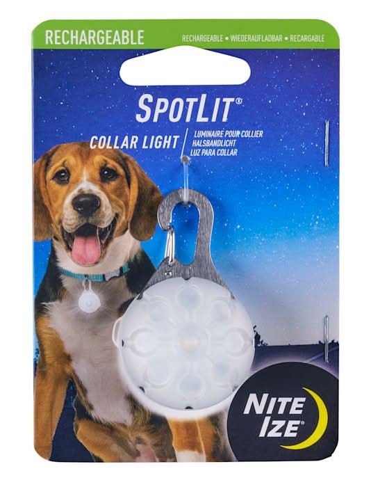 Nite Ize SpotLit Rechargeable Collar Light for Dogs, White
