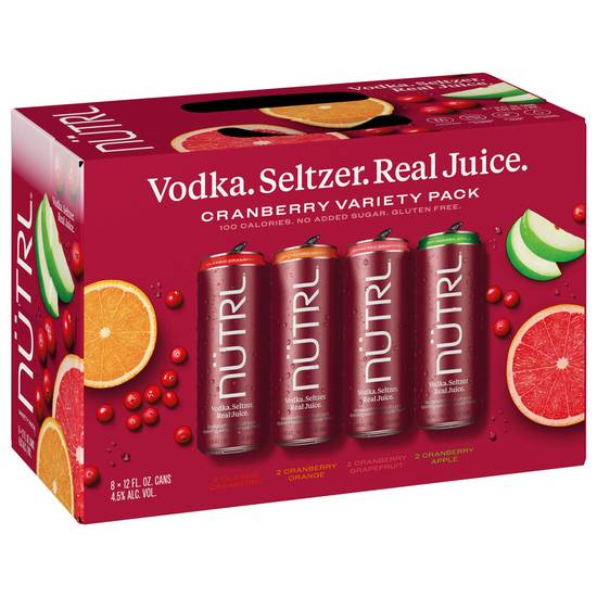 NÜTRL Cranberry Vodka Seltzer Variety Pack 8x 12oz Cans