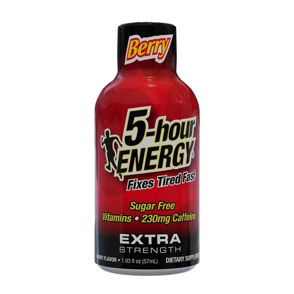 5-hour ENERGY Berry Flavored Sports Drink Shot - Zero Sugar, Extra Strength, 1.93 fl oz - Packed with B Vitamins and Amino Acids | 718128