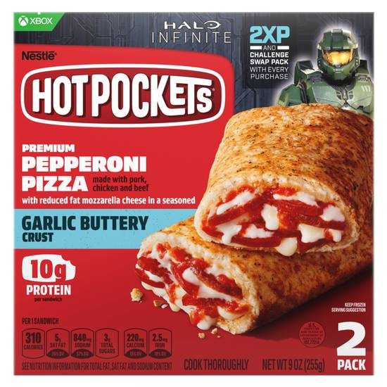 Order Hot Pockets Frozen Garlic Buttery Crust Pepperoni Pizza 2ct 9oz food online from Everyday Needs By Gopuff store, Fairfield on bringmethat.com