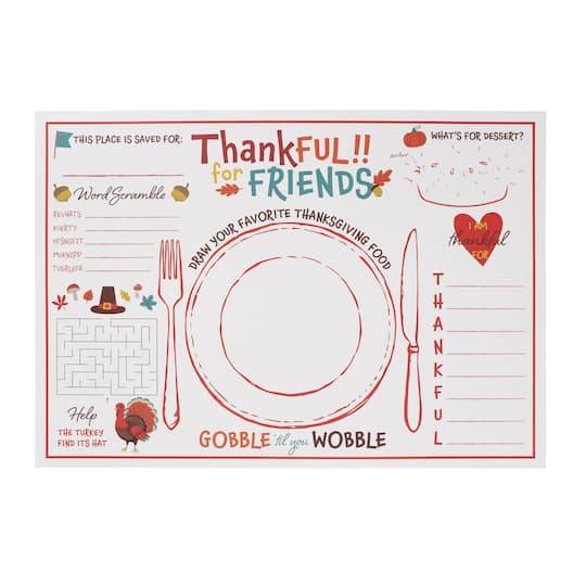 Thankful For Friends Color Your Own Placemats, 12Ct. By Celebrate It