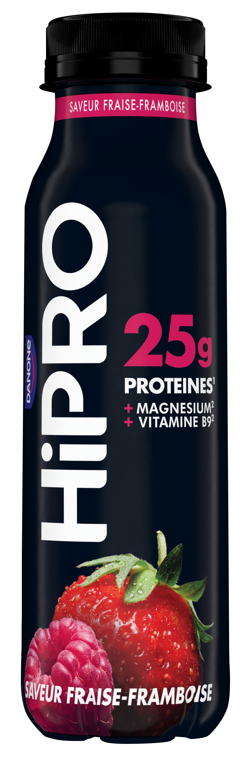 Hipro - Yaourt à boire protéiné 0% mg, fraise-framboise (300g)