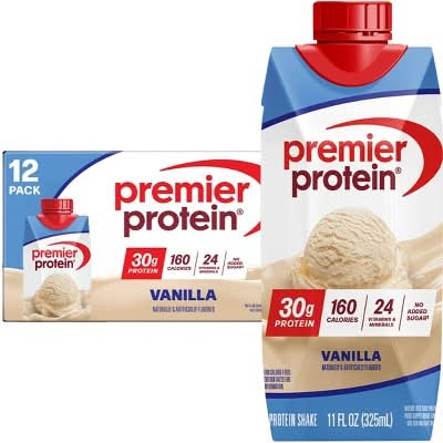 Premier Protein Nutritional Shake Vanilla Non-Caffeinated - 11 fl oz/12pk: Keto Certified, Gluten-Free, 30g Protein per Serving, Ready to Drink