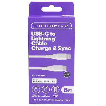 Infinitive Usb-C To Lightning Cable Charge & Sync, 6ft