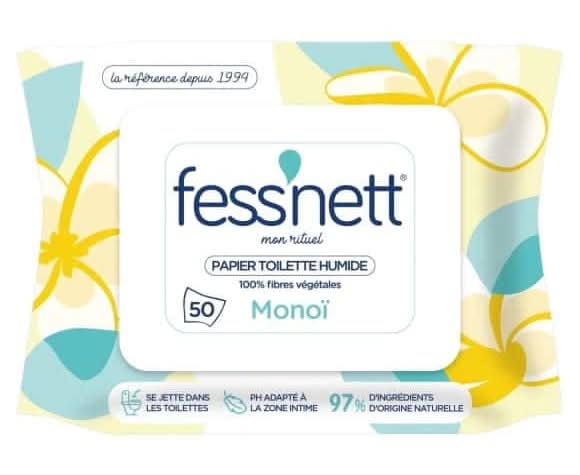 Fess'nett - Papier toilette humide mon rituel en fibres vegetales, monoï (50)