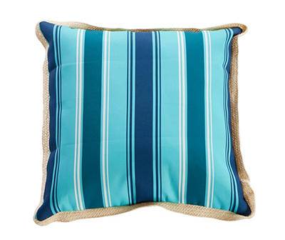West End Turquoise & Blue Stripe Outdoor Throw Pillow