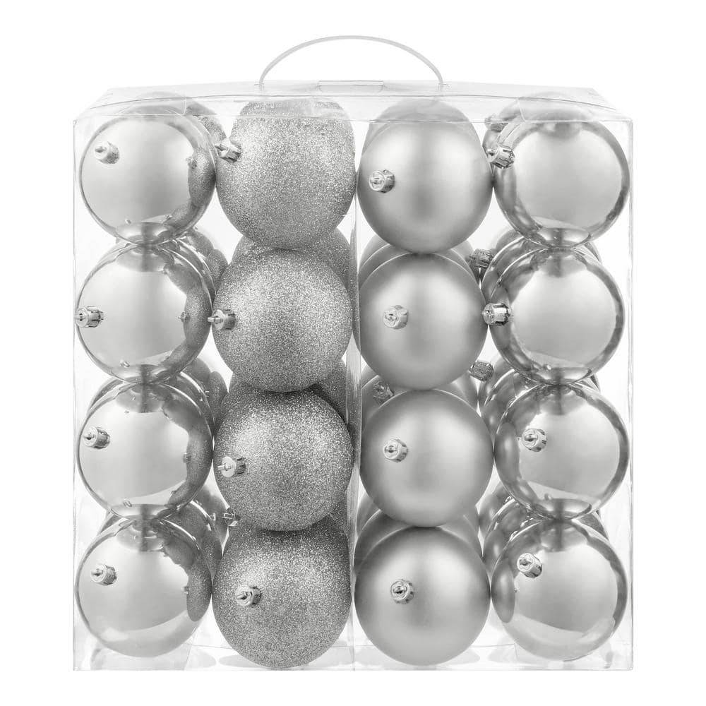 Home Accents Holiday 48-Piece Holiday Traditions Silver Shatter-Resistant Ornaments