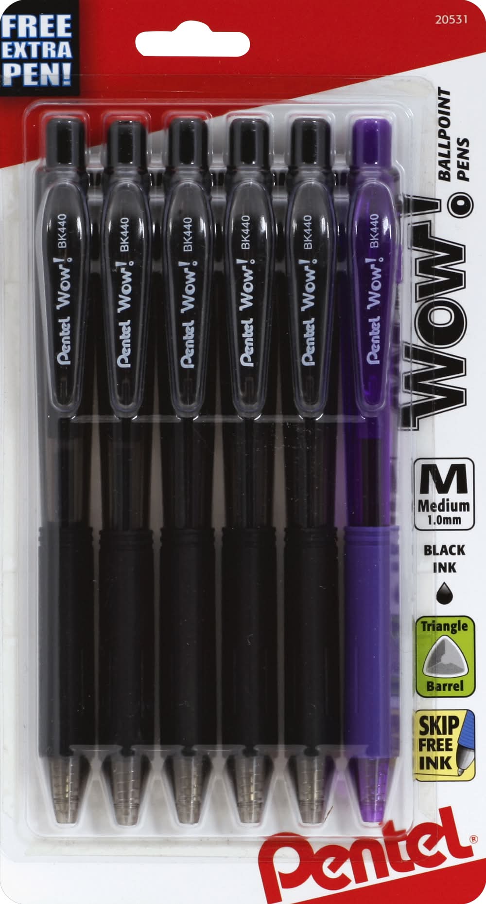Pentel Wow! Skip-Free 1 mm Ballpoint Pens Black (2.9 oz)
