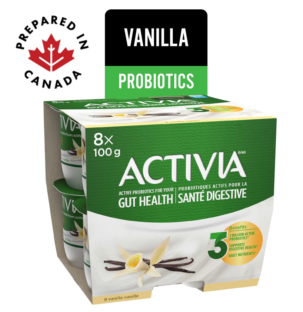 Activia Probiotic Yogurt, Vanilla (8 x 100 g)