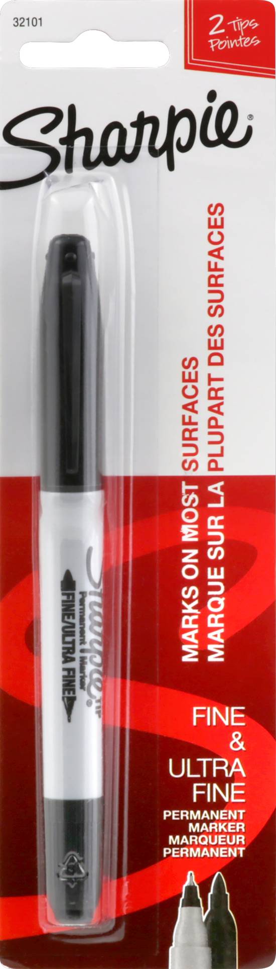 Sharpie Twin Tip Fine & Ultra Fine Permanent Marker Black