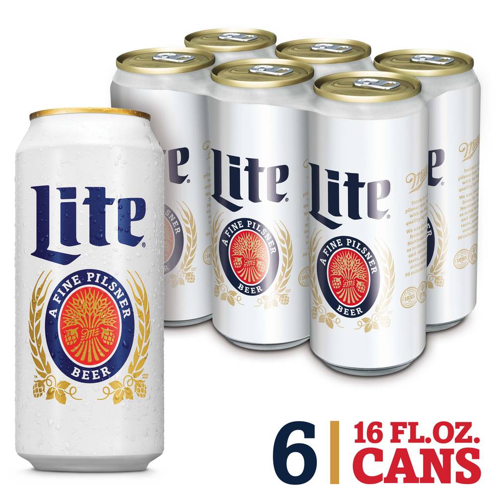 Miller Lite a Fine Pilsner Beer (6 ct, 16 fl oz)