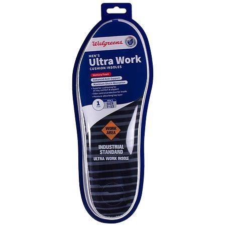 Walgreens Ultra Work Cushion Insoles, Male, Size 7-13