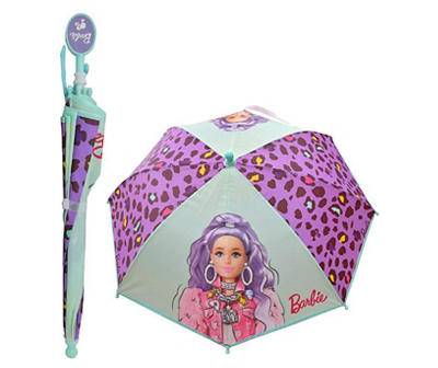 Barbie Leopard Print Kids Umbrella (purple)