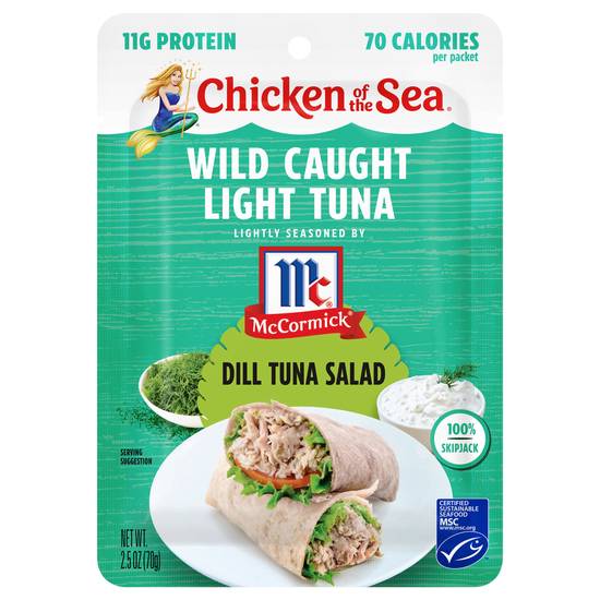 Chicken Of the Sea Wild Caught Light Tuna Lightly Seasoned By Mccormick, Dill Tuna Salad Packet