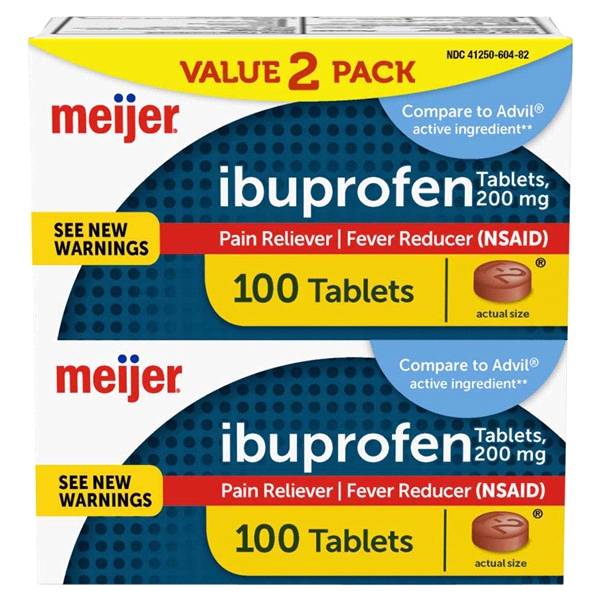 Meijer Ibuprofen Tablets USP, 200 mg, Pain Reliever/Fever Reducer, 200 ct