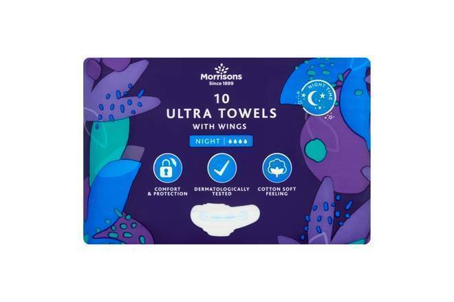 Morrisons Night Time Ultra Towels With Wings (10 pack)