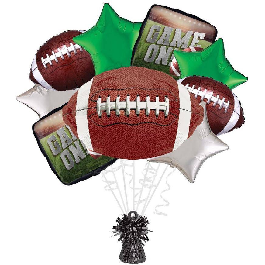 Uninflated Go Fight Win Football Foil Balloon Bouquet, 5pc
