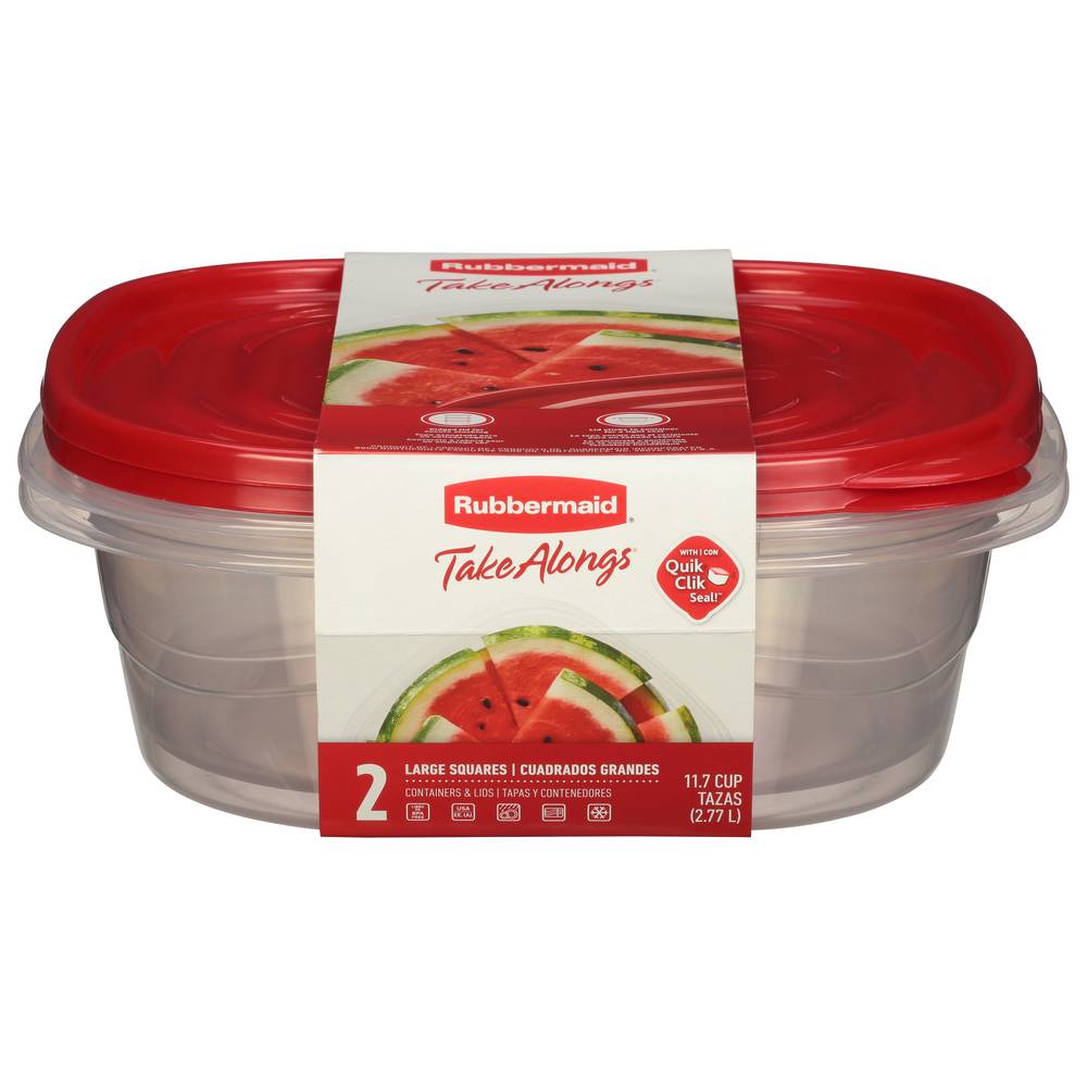 Rubbermaid 11.7 Cups Red Large Squares Containers & Lids