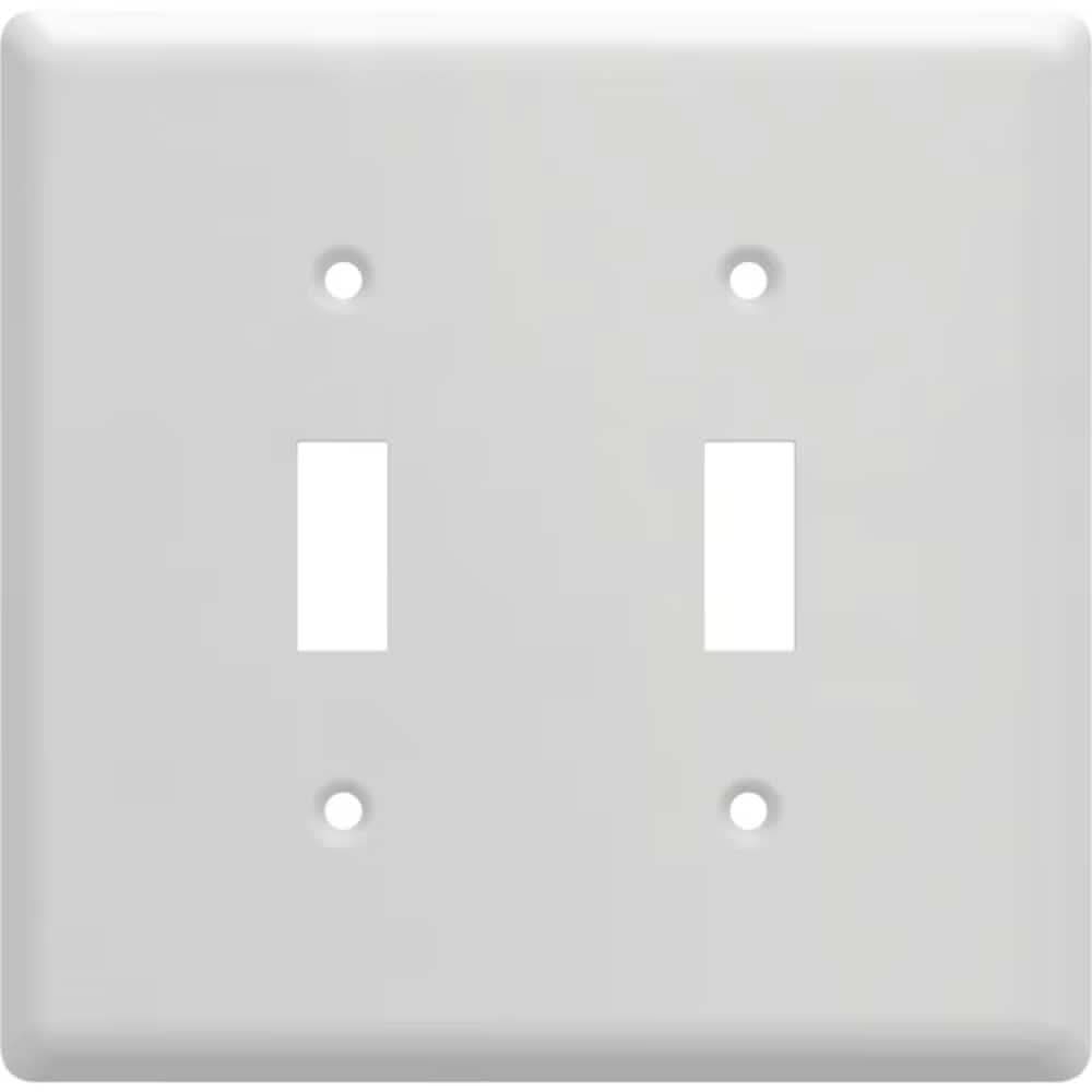 allen + roth Simple Square 2 -Gang Standard Size Pure White Steel Indoor Toggle Wall Plate