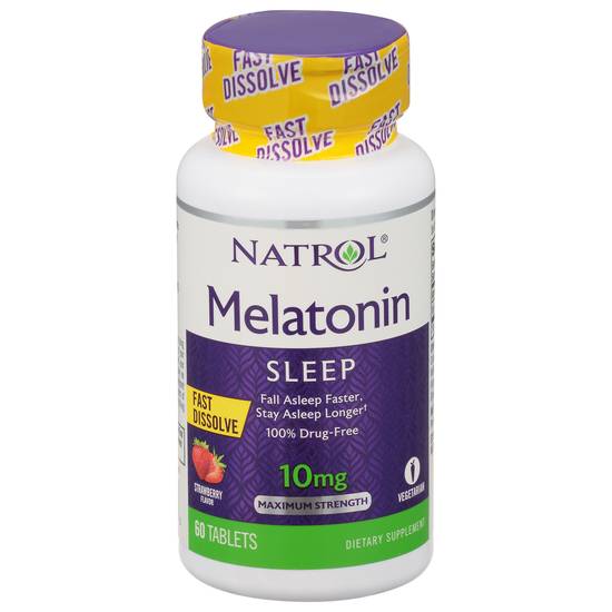 Natrol Melatonin Sleep 10 mg Maximum Strength Strawberry Flavor Tablets (60 ct)