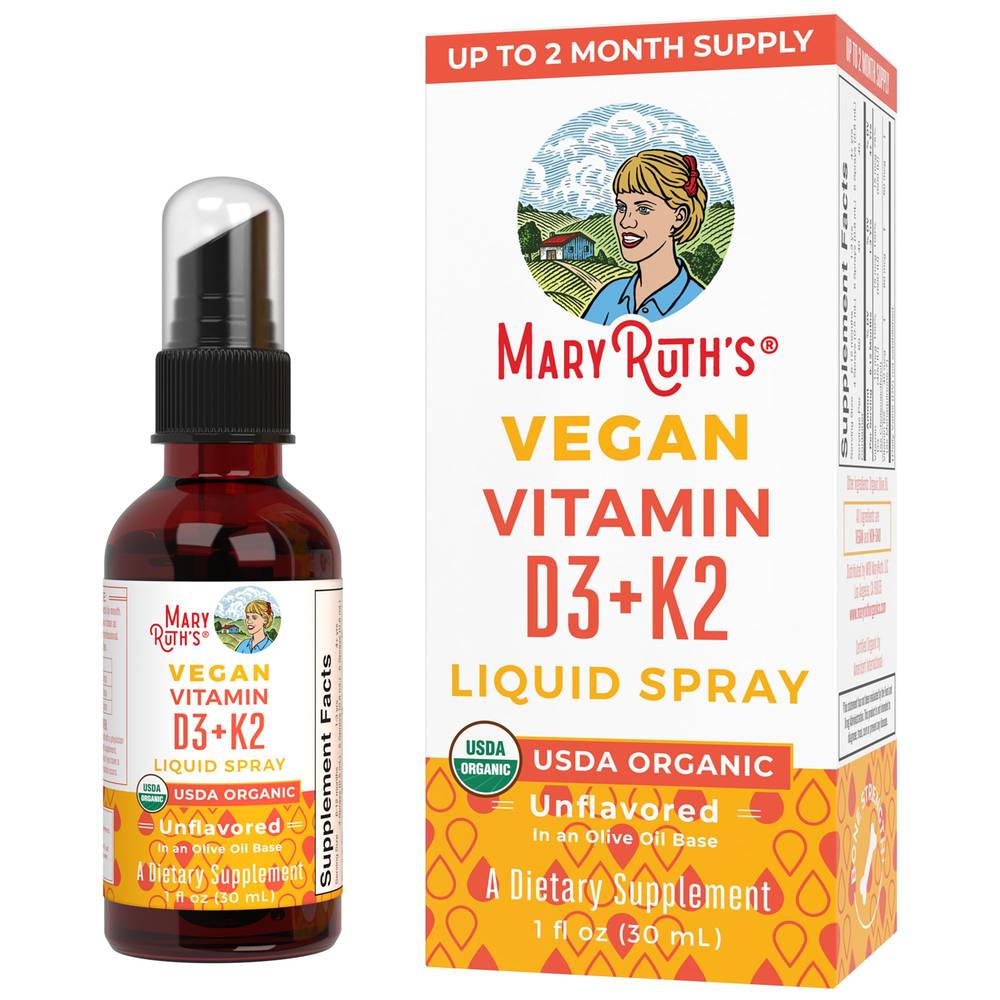 Organic Vitamin D3 + K2 Liquid Spray - Unflavored In An Olive Oil Base (1 Fl. Oz.)