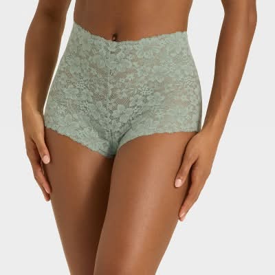 Women's Allover Lace Boy Shorts Underwear - Auden™ Green S