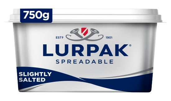 Lurpak Slightly Salted Spreadable Butter Blended With Rapeseed Oil (750g)