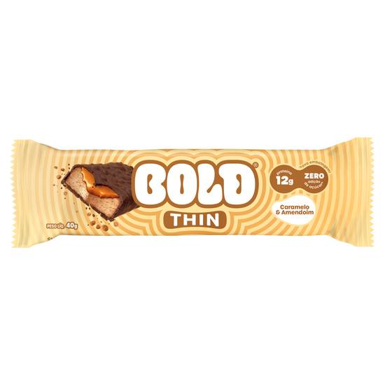 Bold barra de proteína 12g thin sabor caramelo & amendoim (40 g)