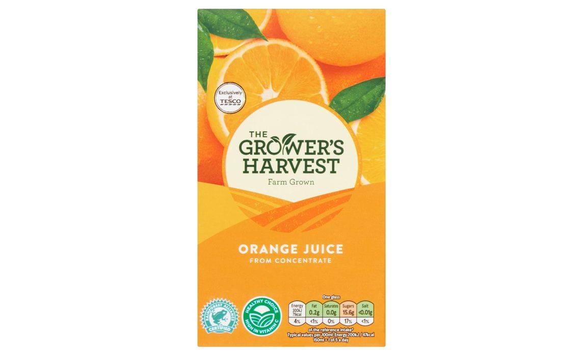 Tesco The Grower's Harvest Orange From Concentrate Juice 1 Litre (405227)