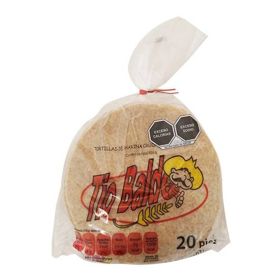 Tío baldo tortillas de harina cruda integral (bolsa 500 g)