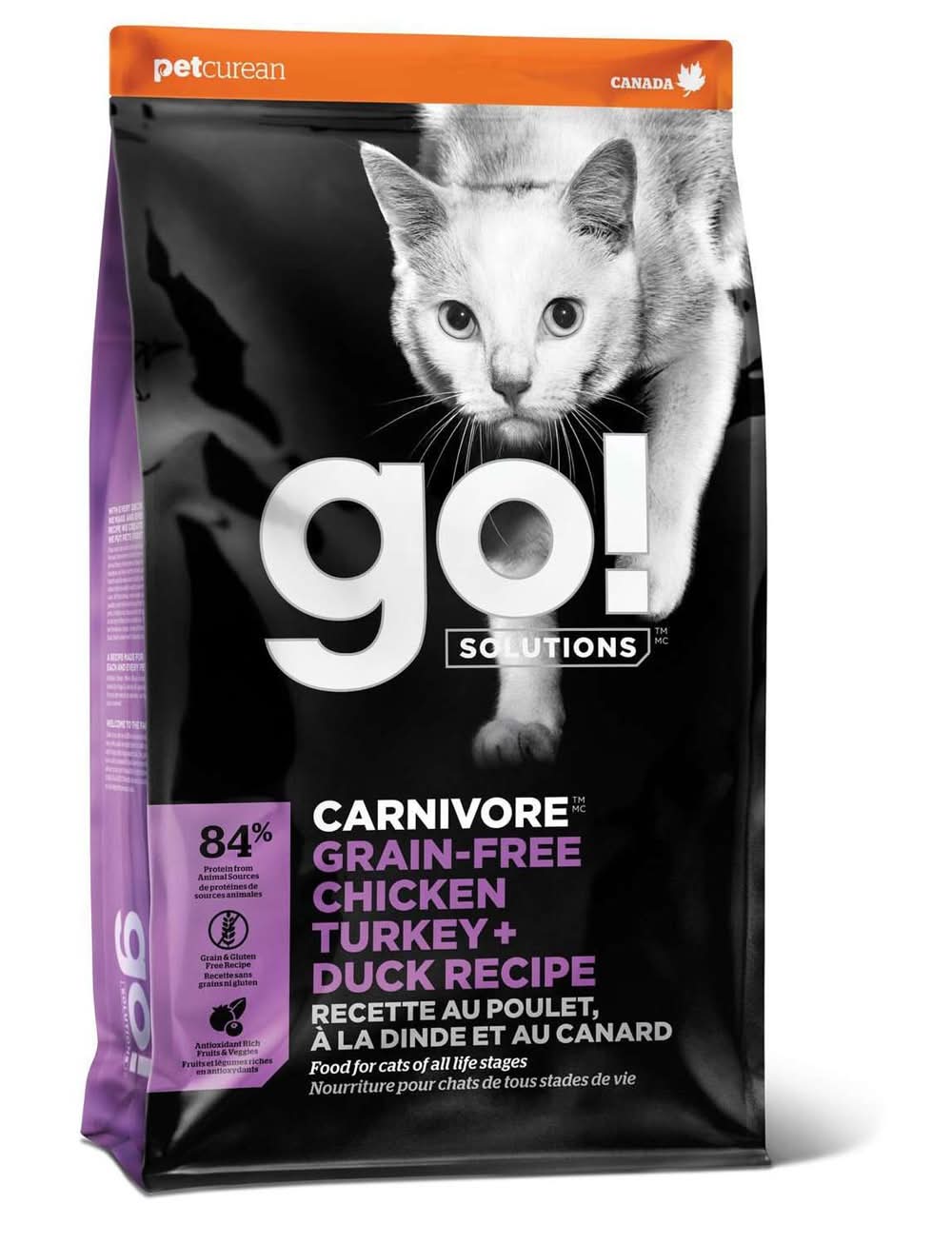 Go! Solutions Carnivore Grain-Free Chicken, Turkey + Duck Recipe Cat Food, 3 lb