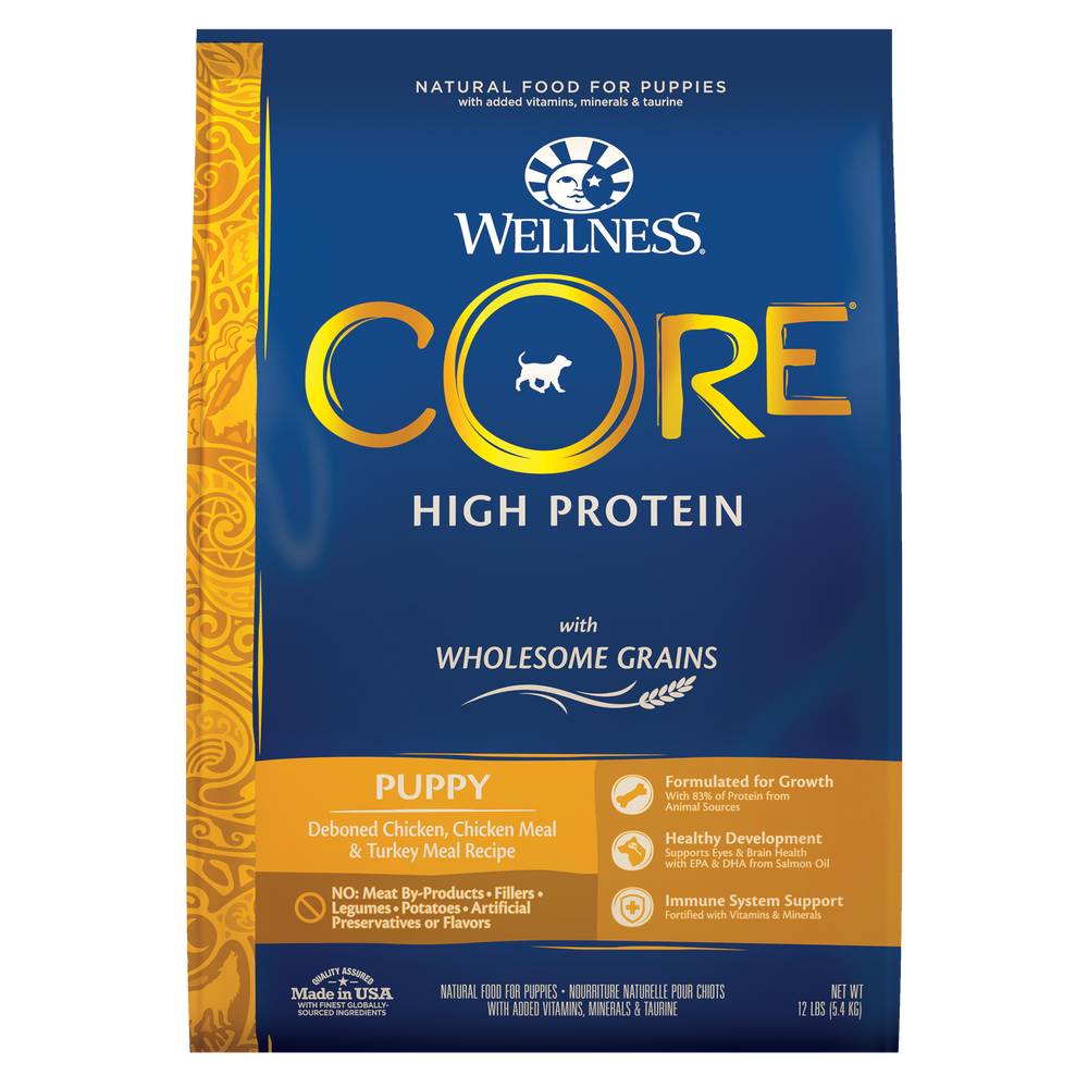 Wellness Core Wholesome Grains Puppy Recipe Food, Chicken-Turkey (12 lbs)