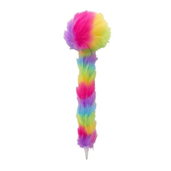 Office Depot® Brand Pom Pom Ballpoint Pen, Medium Point, 0.7 mm, Rainbow Barrel, Black Ink