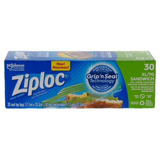 Ziploc Seal Top XL Sandwich Bags 30ct