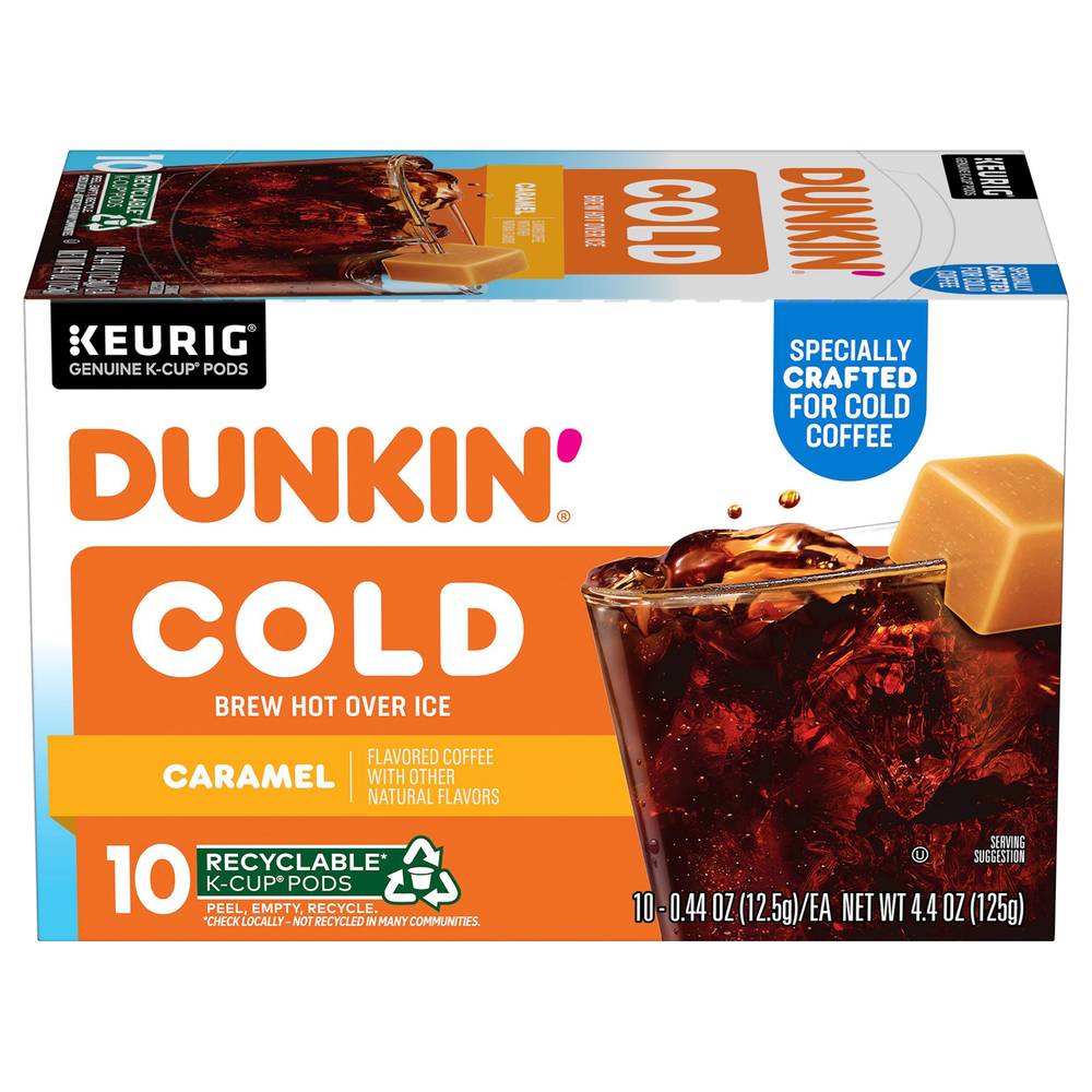 Dunkin' Keurig Cold Brew K-Cup Pods Coffee, Caramel (4.4 oz, 10 ct)