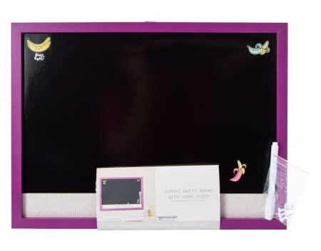 Framed White Board With Cork Strip 16in x 12in Purple