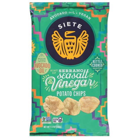 Siete Sea Salt & Vinegar Kettle Cooked Potato Chips Gluten Free (5.5 oz)