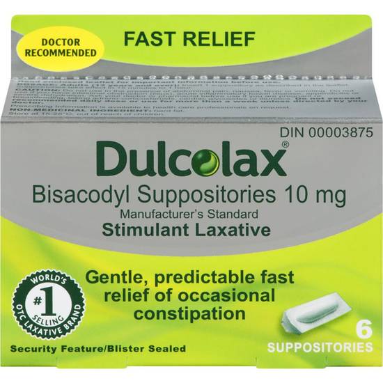 Dulcolax Bisacodyl Suppositories 10mg (6 units)