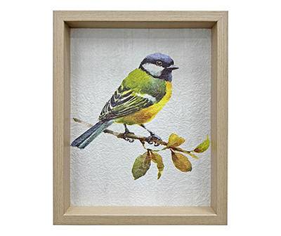 Bird on Branch Framed Crinkle Canvas, (8" x 10")