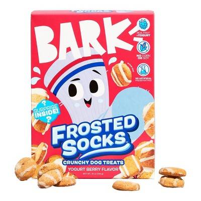 BARK Frosted Socks Crunchy Dog Treats, Yogurt Berry (10 oz)