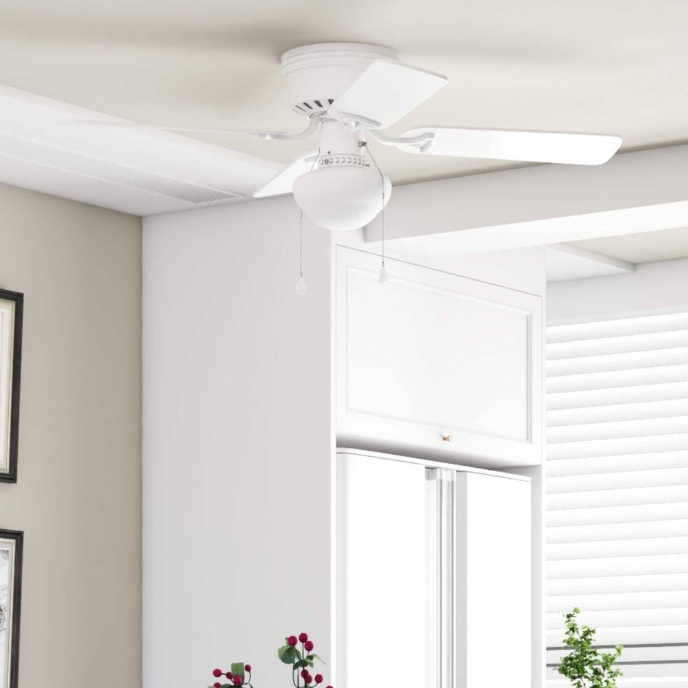 Harbor Breeze Armitage Led Indoor Flush Mount Ceiling Fan, White-Blonde