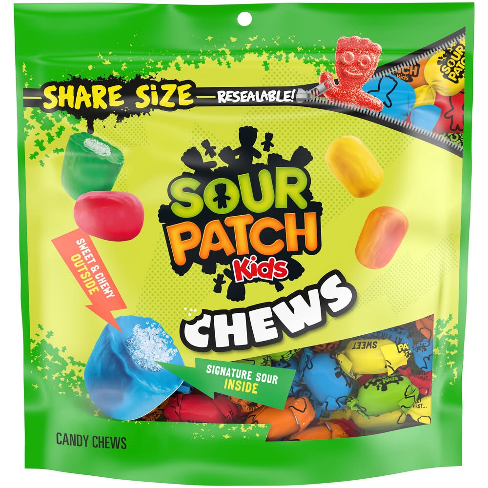 Sour Patch Kids Chews Soft & Chewy Candy, Share Size, Assorted (8.12 oz)