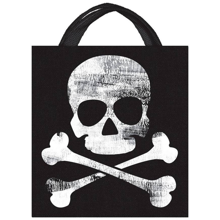 Skull & Crossbones Jolly Roger Fabric Trick-or-Treat Bag, 13.5in x 14.75in