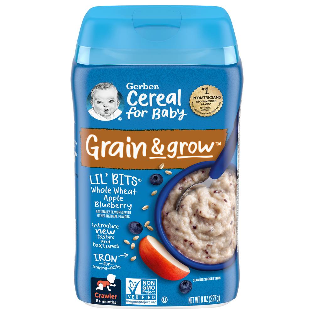 Gerber Lil' Bits Whole Wheat Apple Blueberry Cereal (8 oz)