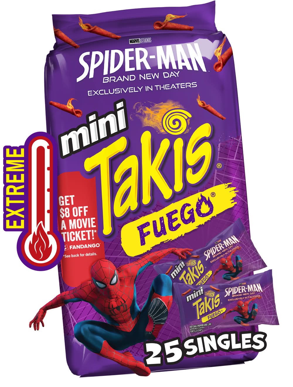 Takis Rolled Mini Tortilla Chips, Fuego (25 x 1.23 oz)