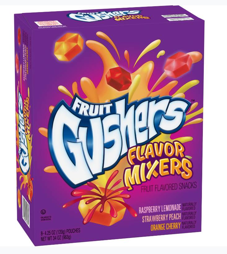 Fruit Gusher - Flavor Mixers Raspberry, Lemonade, Strawberry, Peach, & Orange Cherry - 6/8ct (1X8|1 Unit per Case)