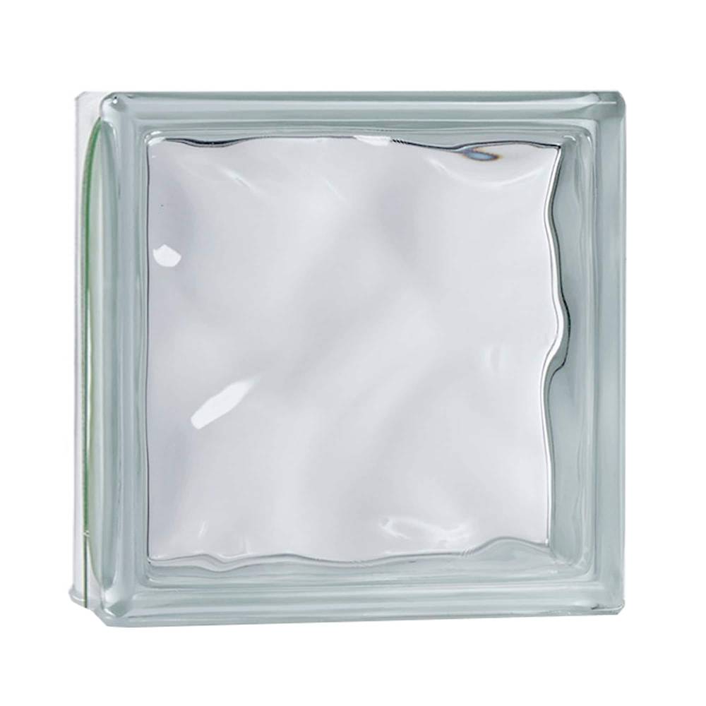 MULIA GLASS Clear Wave Glass Block (8-in H x 8-in W x 4-in D) | GBWAV884RB