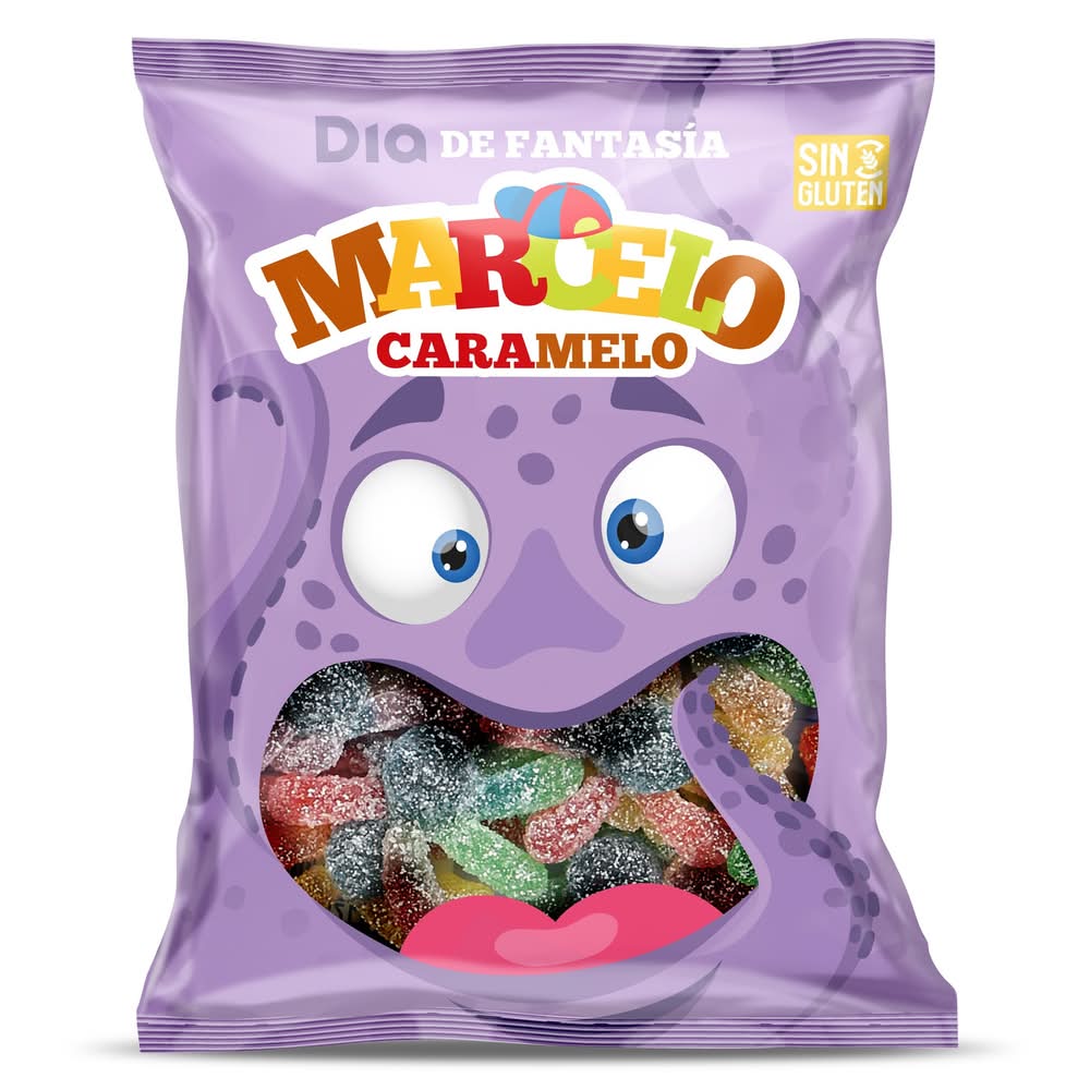 Golosinas Pulpos Pica Marcelo Caramelo De Dia Bolsa 100 G