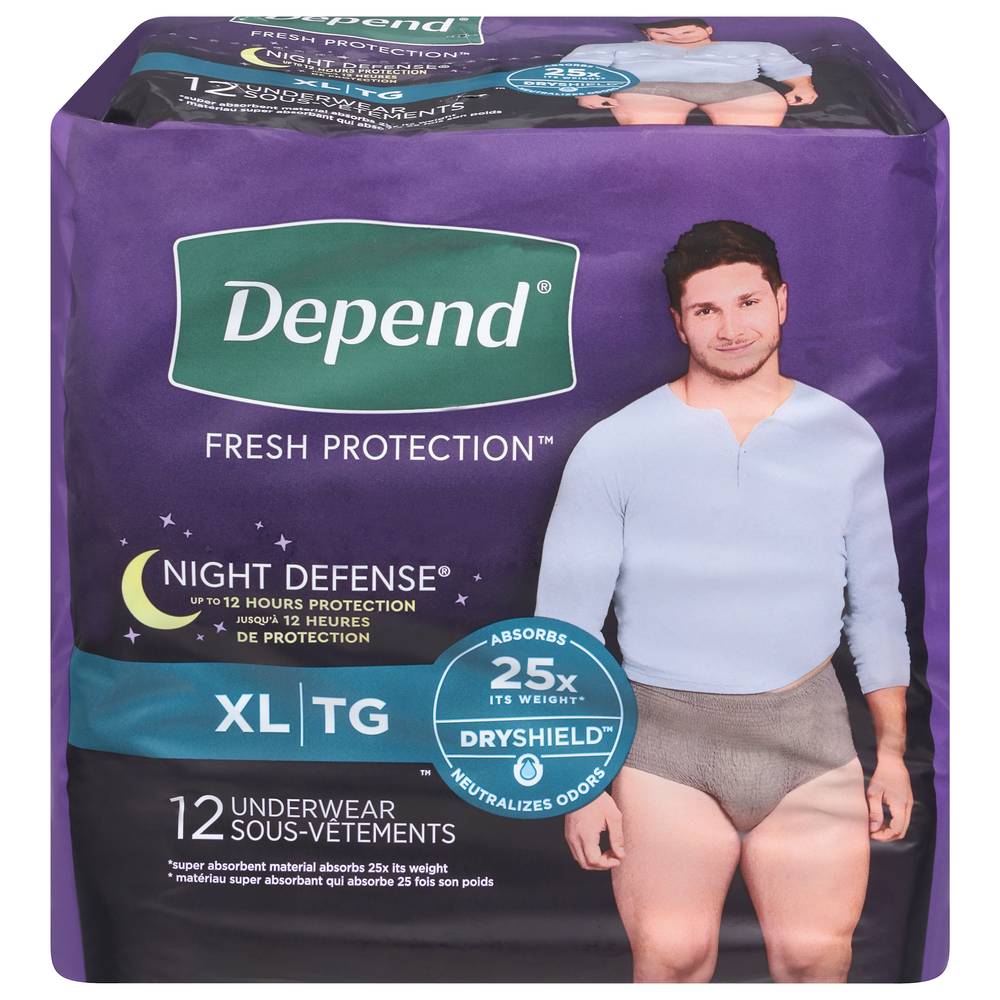 Depend Night Defense For Men Underwear Extra Large